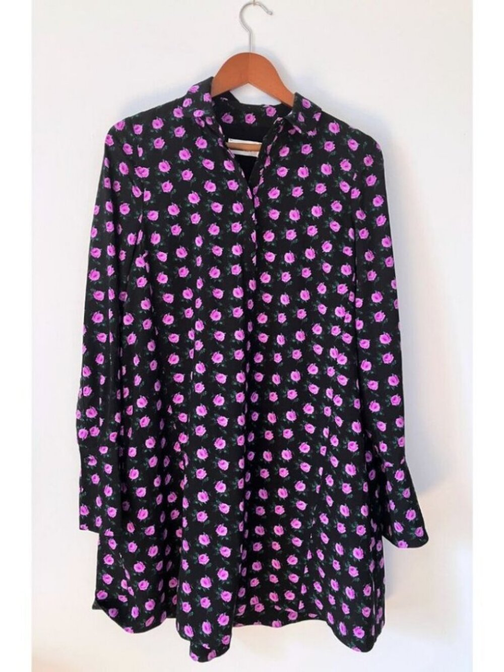 Essentiel Antwerp Rose A-Line Dress Black Purple / Size 34 - Picture 3 of 8